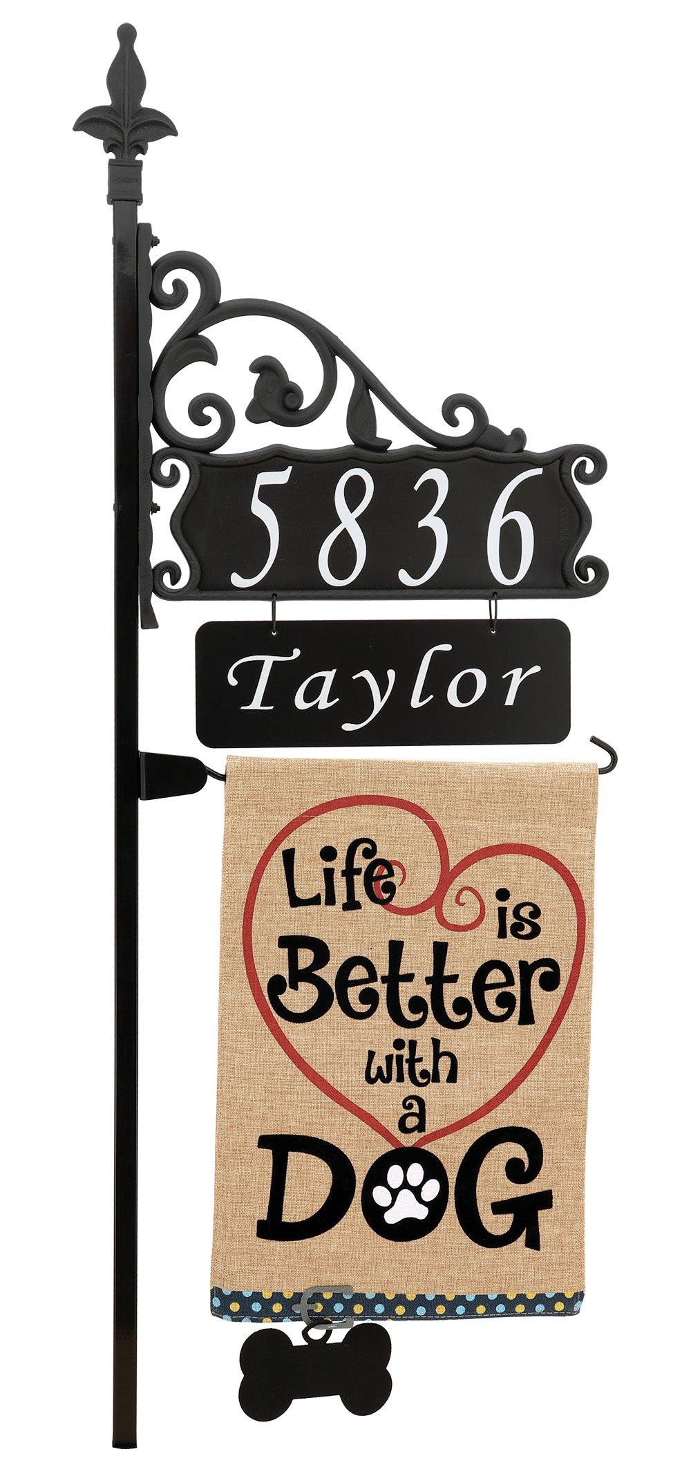 Boardwalk Address Sign With Name Rider And Flag 58" Pole