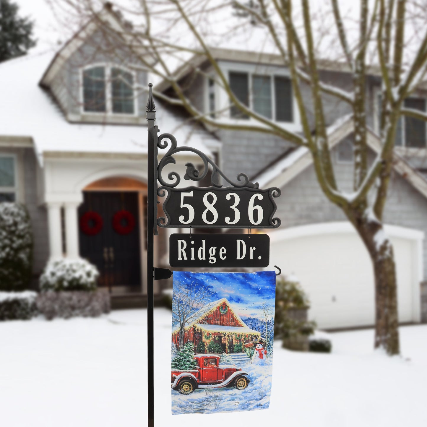 Boardwalk Address Sign With Name Rider And Flag 58" Pole