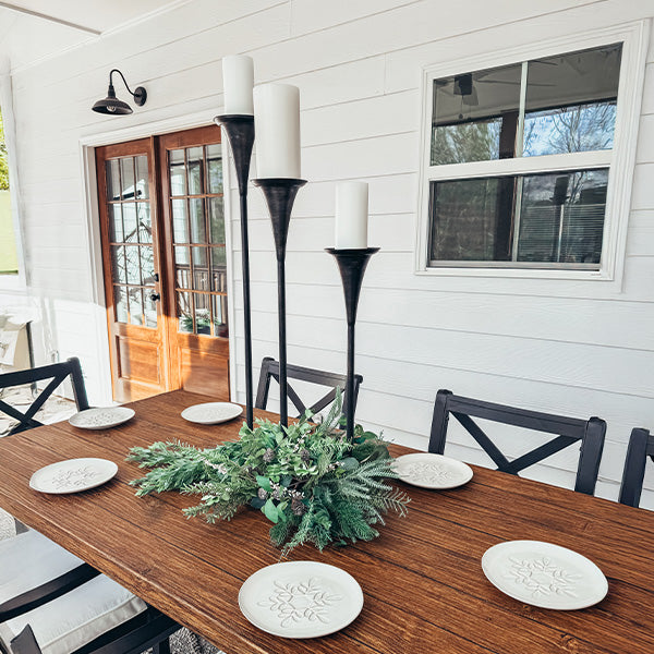 Tall Flared Black Iron Candle Holders, Set of 3