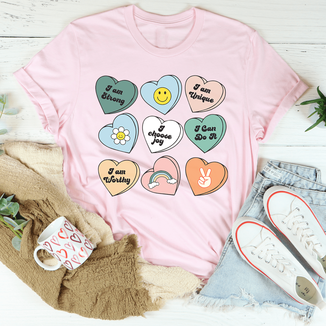 Candy Hearts Positivity Affirmations Tee