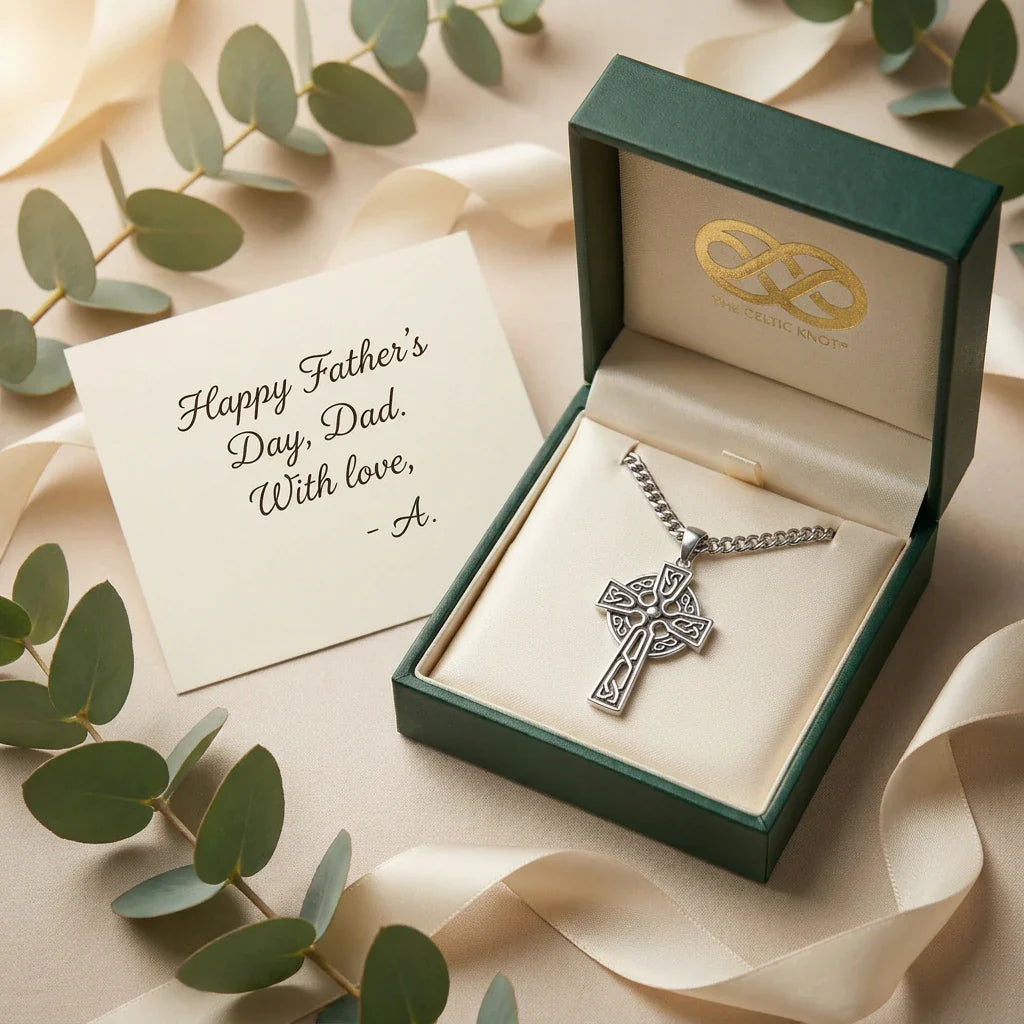 Celtic Cross™ Men's Pendant — 18K White Gold Necklace