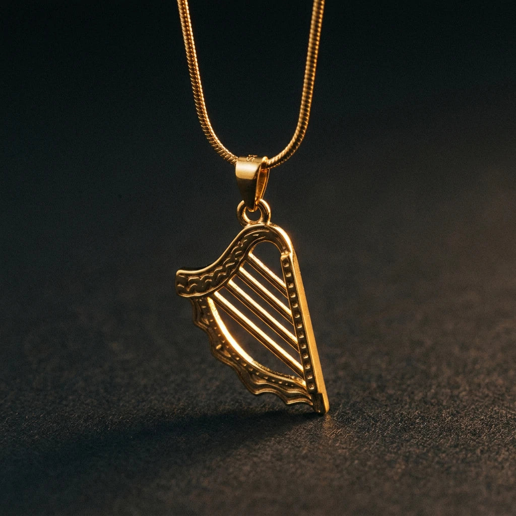 Celtic Harp™ Pendant — 18K Yellow Gold Necklace
