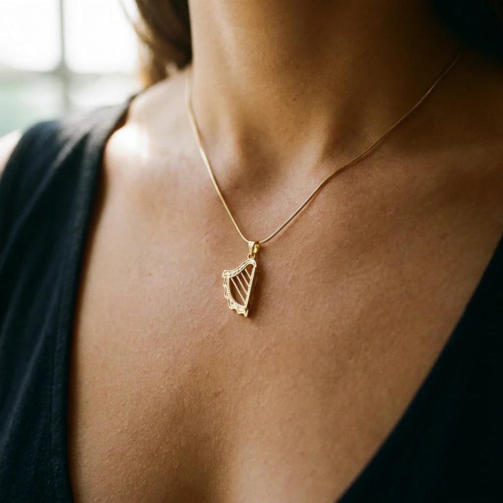 Celtic Harp™ Pendant — 18K Yellow Gold Necklace