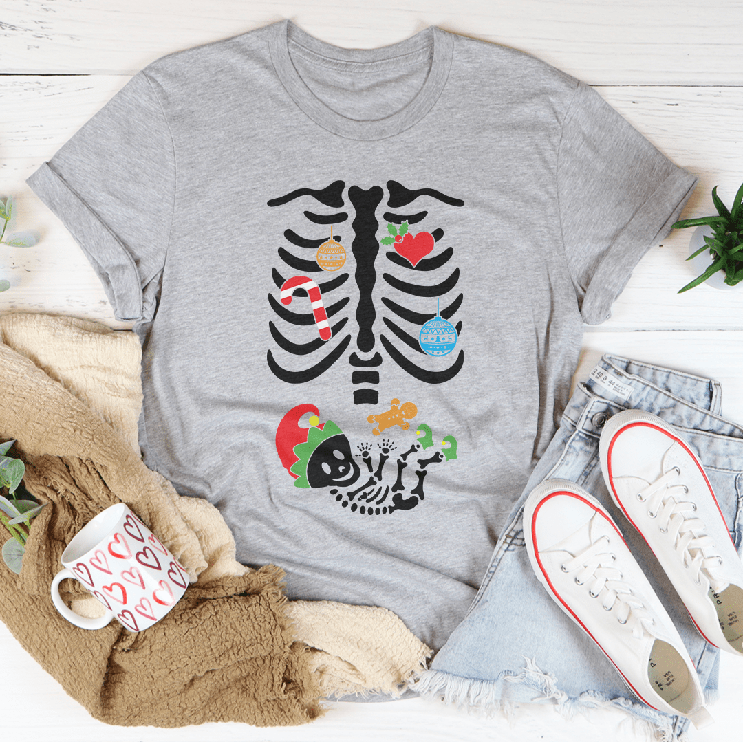 Christmas Pregnant Skeleton Tee