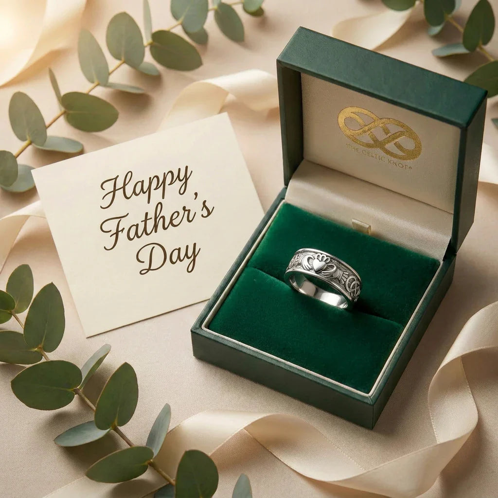 Men's Claddagh™ Ring — 18K White Gold Band