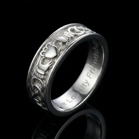 Men's Claddagh™ Ring — 18K White Gold Band