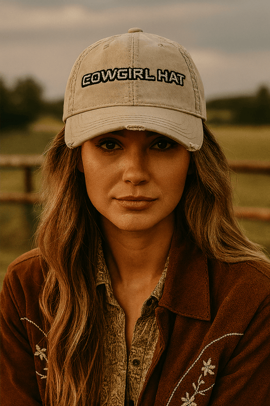 Cowgirl Hat Distressed Baseball Cap