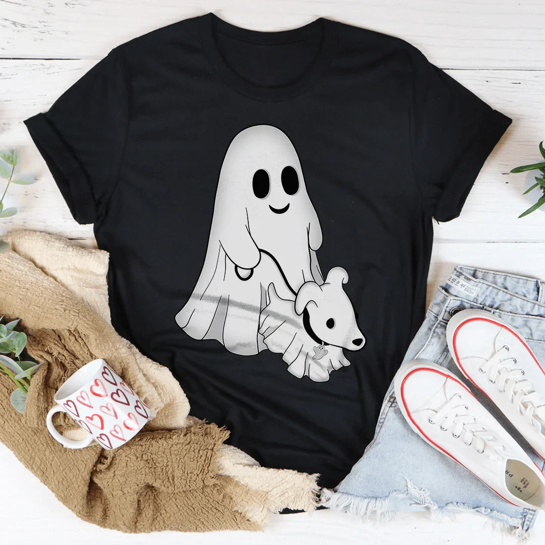 Cute Ghost Walking Dog Tee