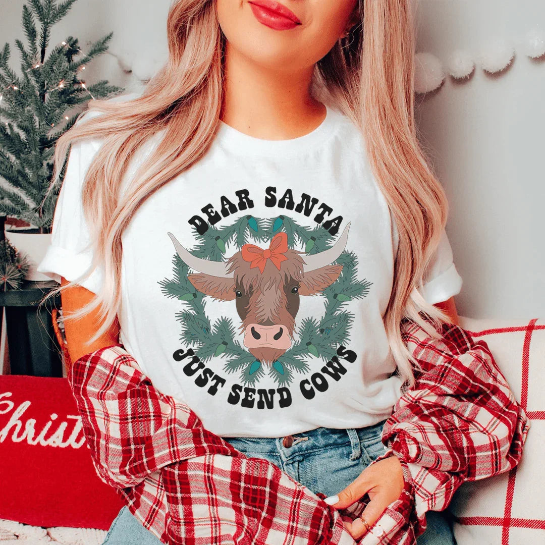 Dear Santa Just Send Cows Tee