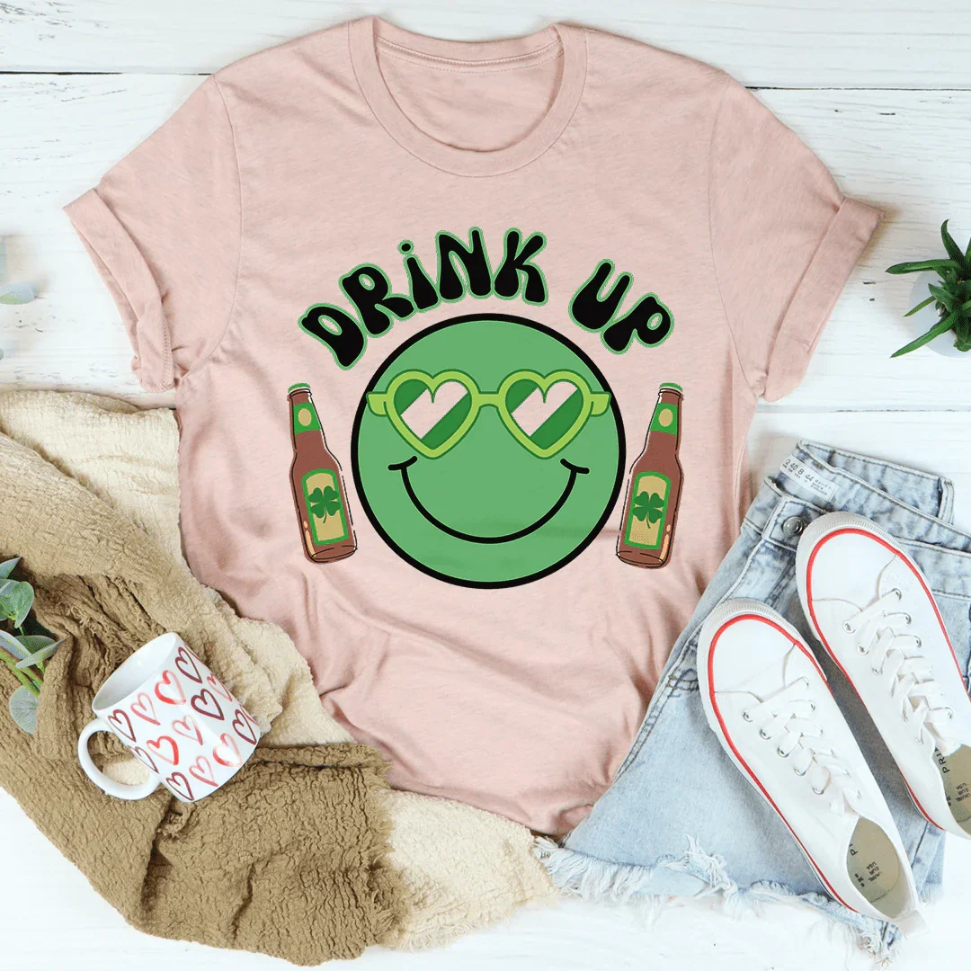 Drink Up Smiley St. Patricks Tee
