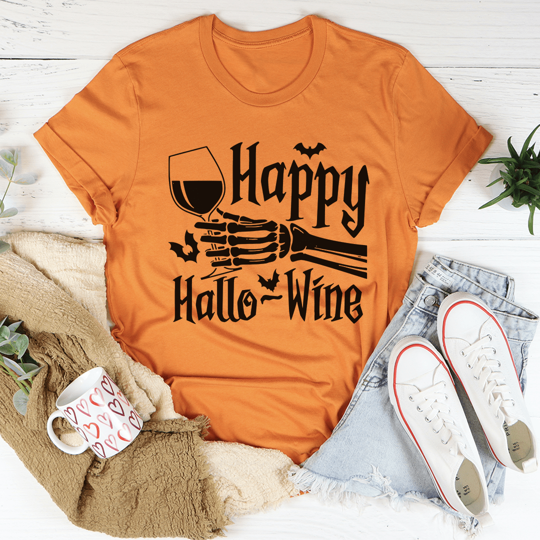 Happy Hallowine Skull Hand Tee