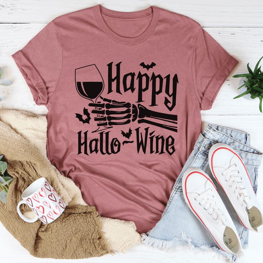Happy Hallowine Skull Hand Tee