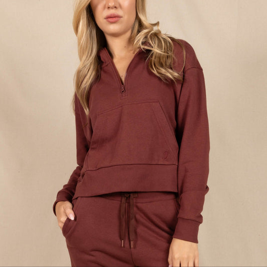 The Maroon Jive | Maroon Goldilocks™ Women’s Half Zip Lounge Hoodie