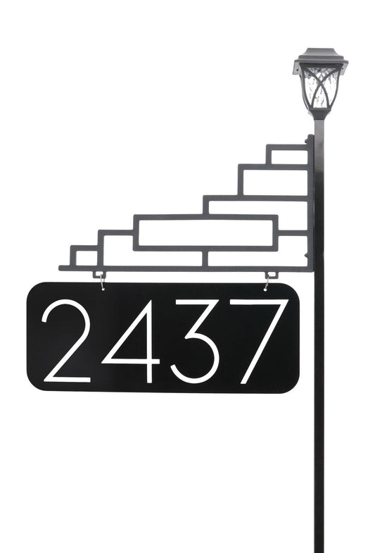 Address America XL Contemporary Reflective 911 Yard Address Sign with Decorative Solar Light - 6" Numbers on Both Sides