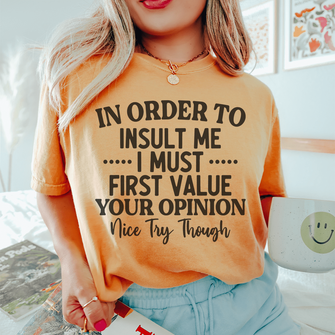 In Order To Insult Me I Must First Value Your Opinion Nice Try Though Tee