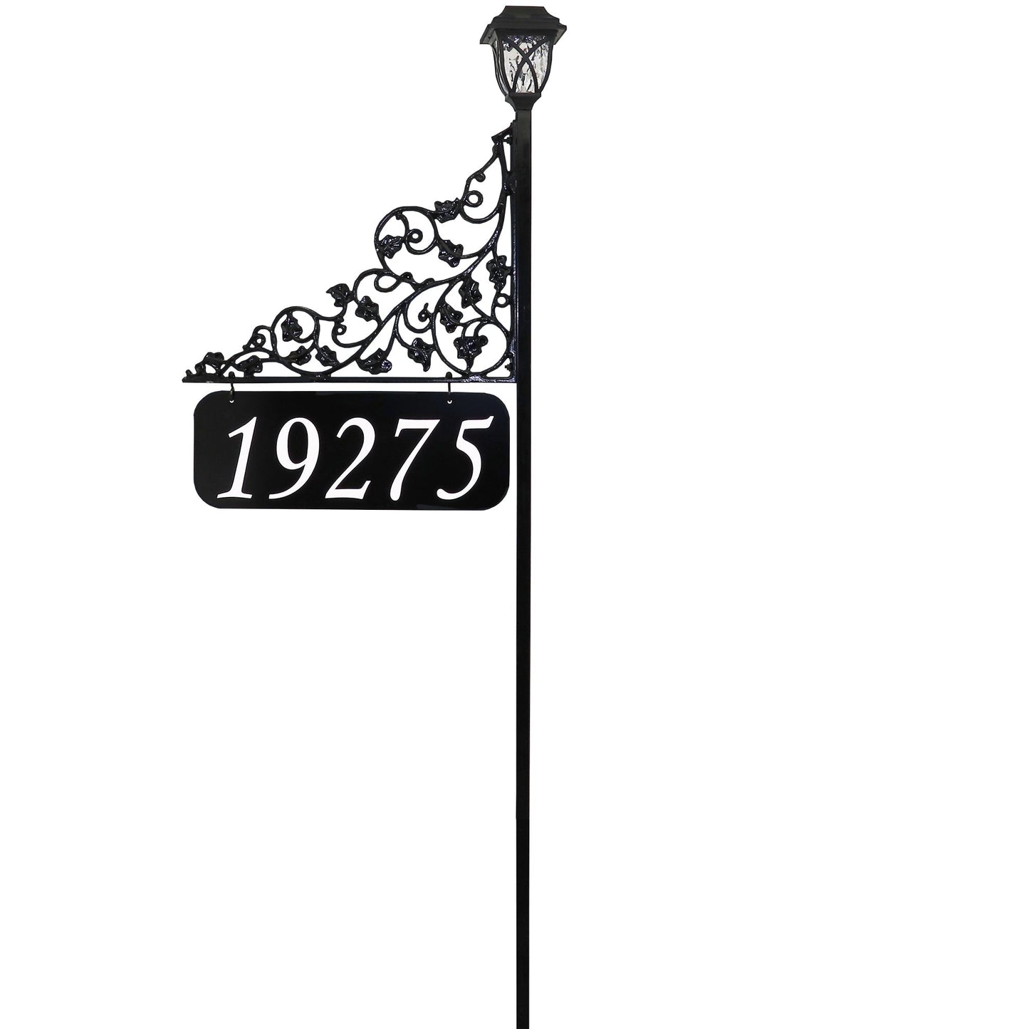 Ivy All Metal Double-Sided Reflective Address Sign with Solar Lamp