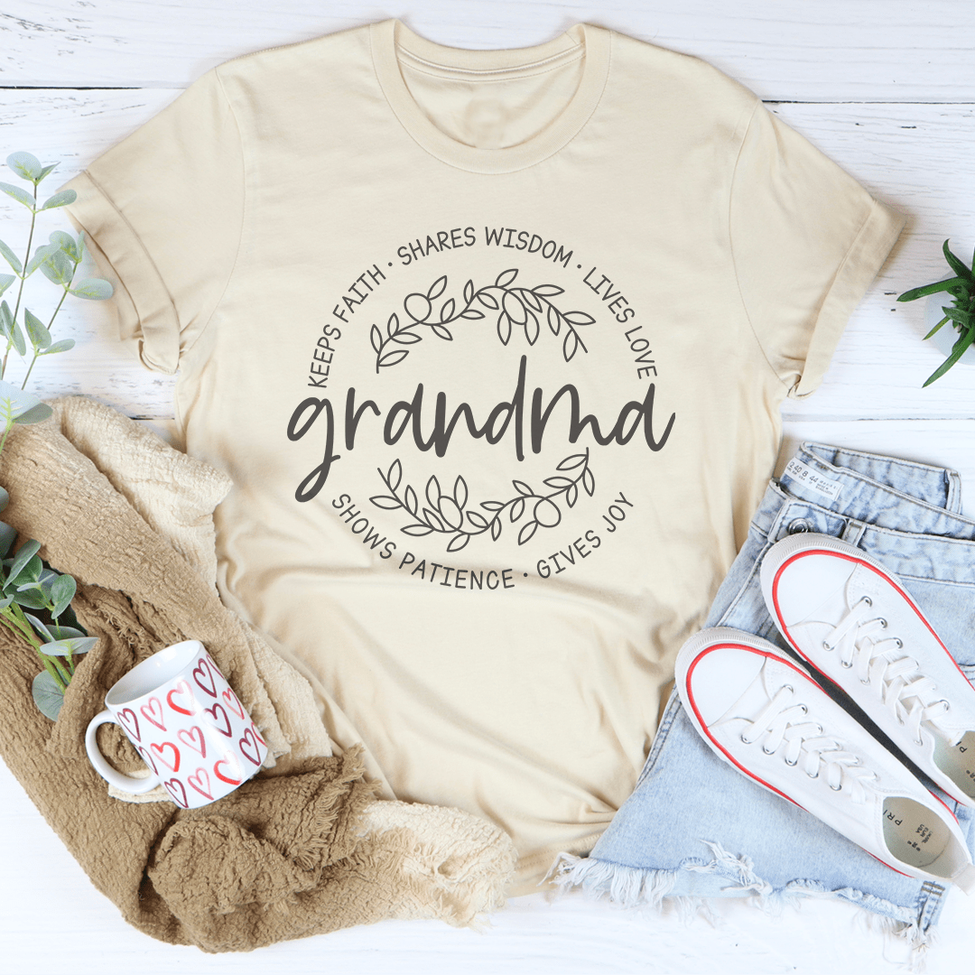 Keeps Faith Shares Wisdom Lives Love Tee