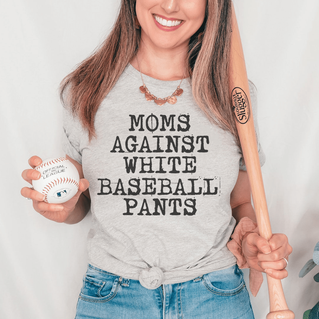 Moms Against White Baseball Pants Tee