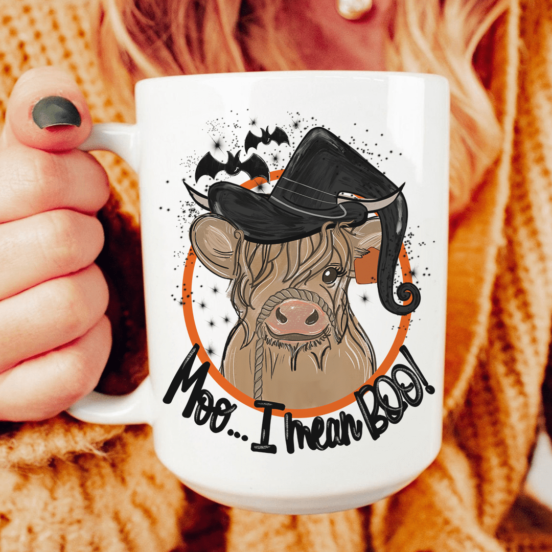 Moo I Mean Boo Ceramic Mug 15oz
