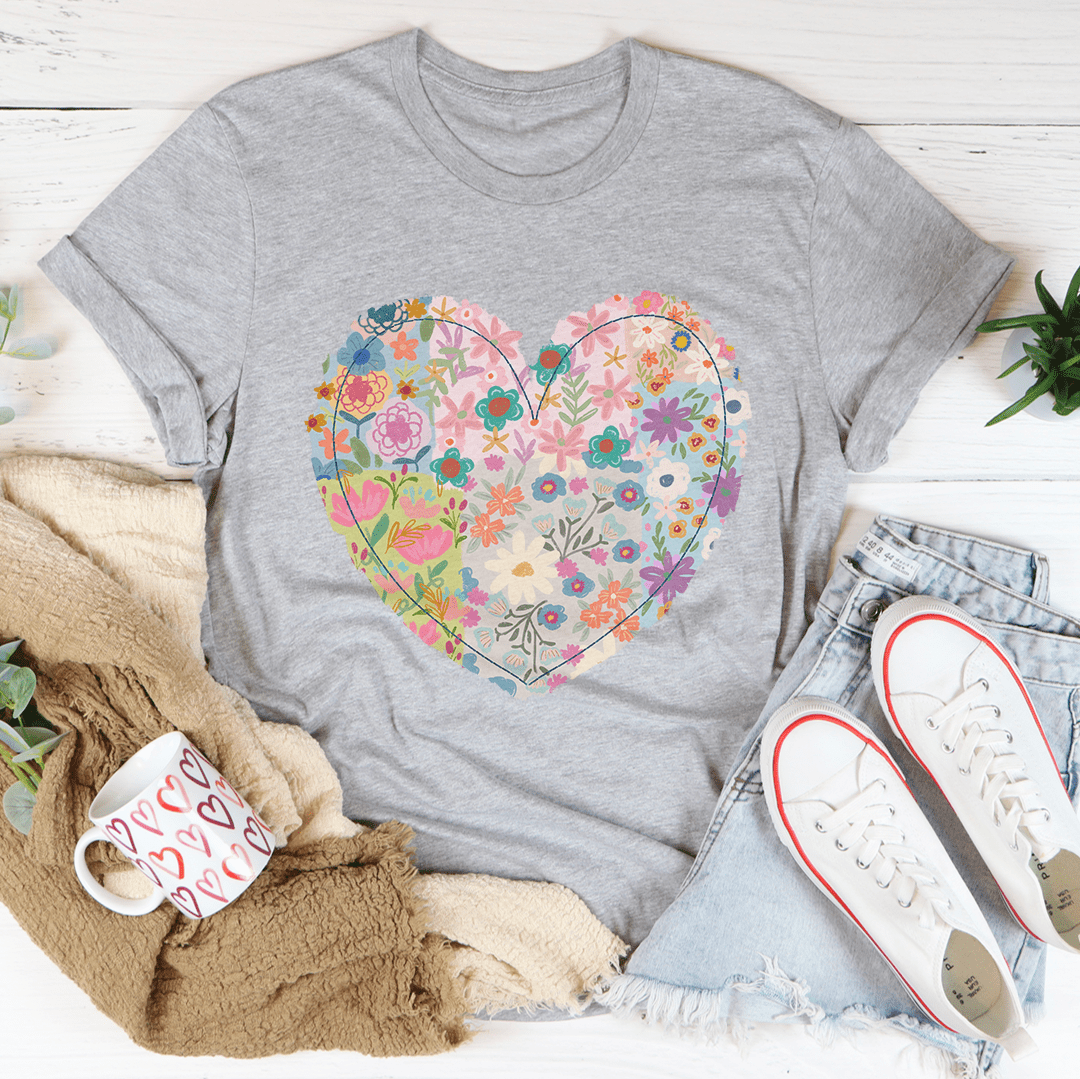 Patch Work Floral Heart Tee