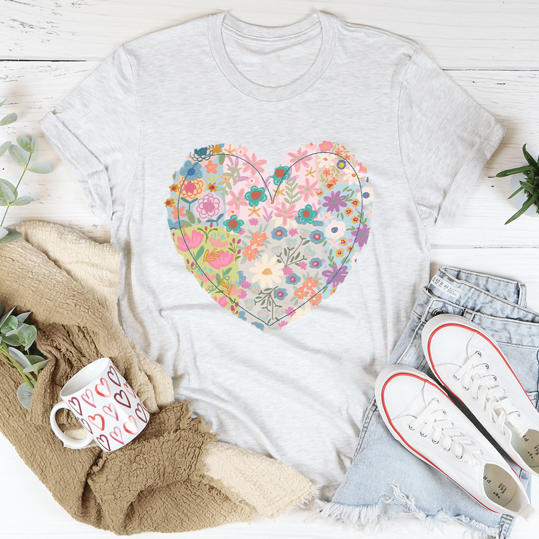 Patch Work Floral Heart Tee