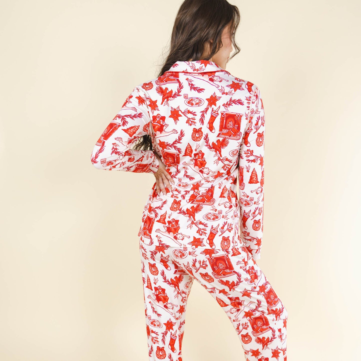 The Santa Slays | Christmas Toile SleepDeep™ Women’s Long Sleeve Pajama Set