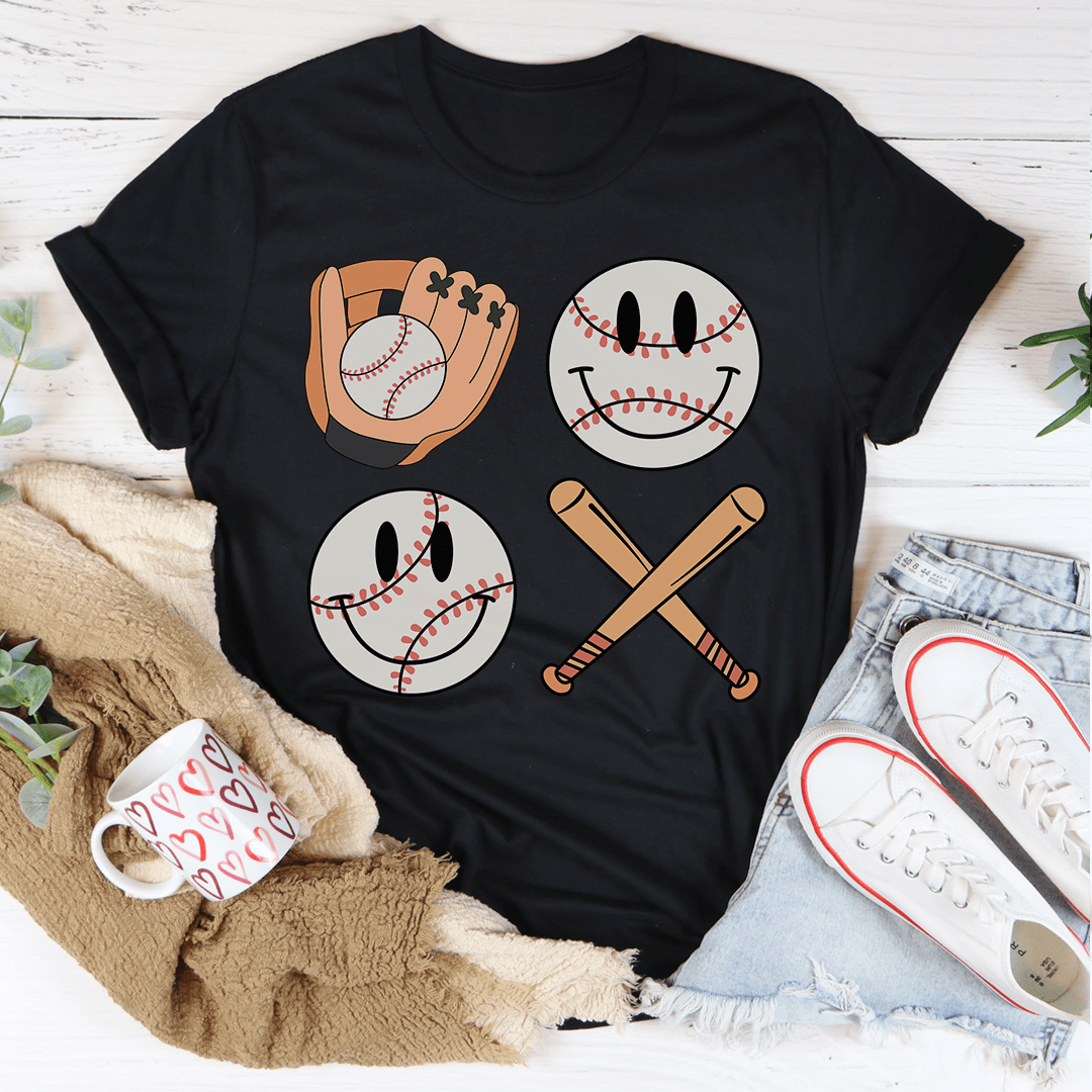 Retro Smiley Baseball Tee