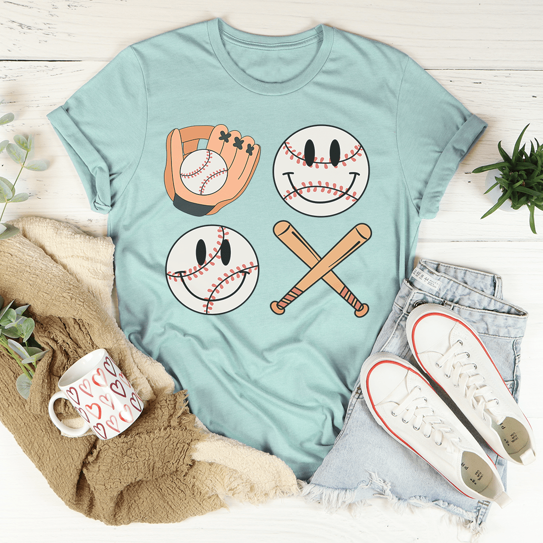 Retro Smiley Baseball Tee