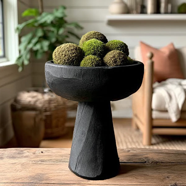Modern Black Elevated Paulownia Wood Bowl Riser