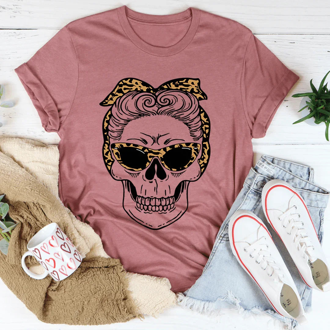 Skull With Leopard Bandana Tee