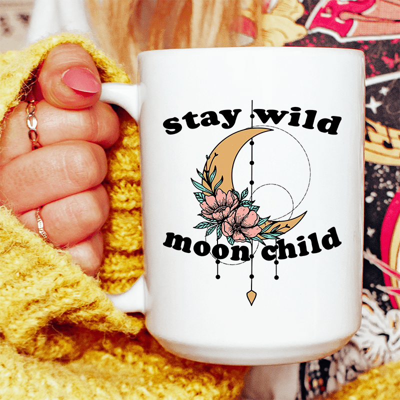 Stay Wild Moon Child Boho Ceramic Mug 15 oz