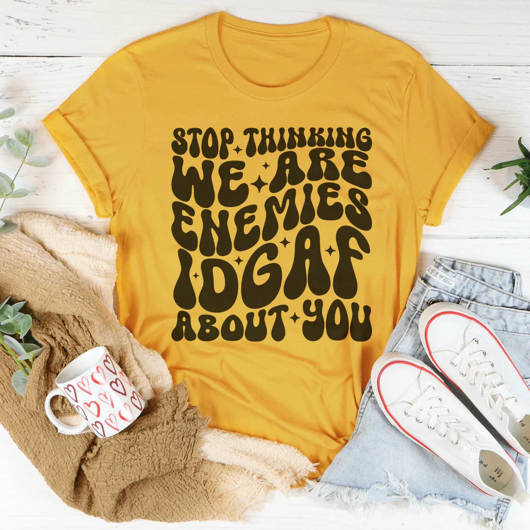 Stop Thinking We Are Enemies Idgaf About You Tee