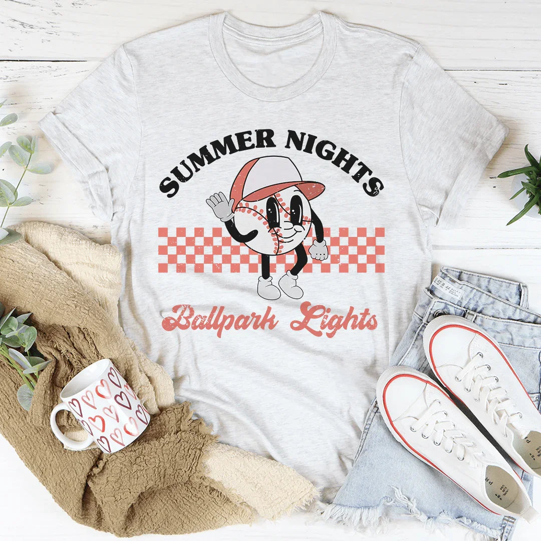 Summer Nights Ballpark Lights Tee