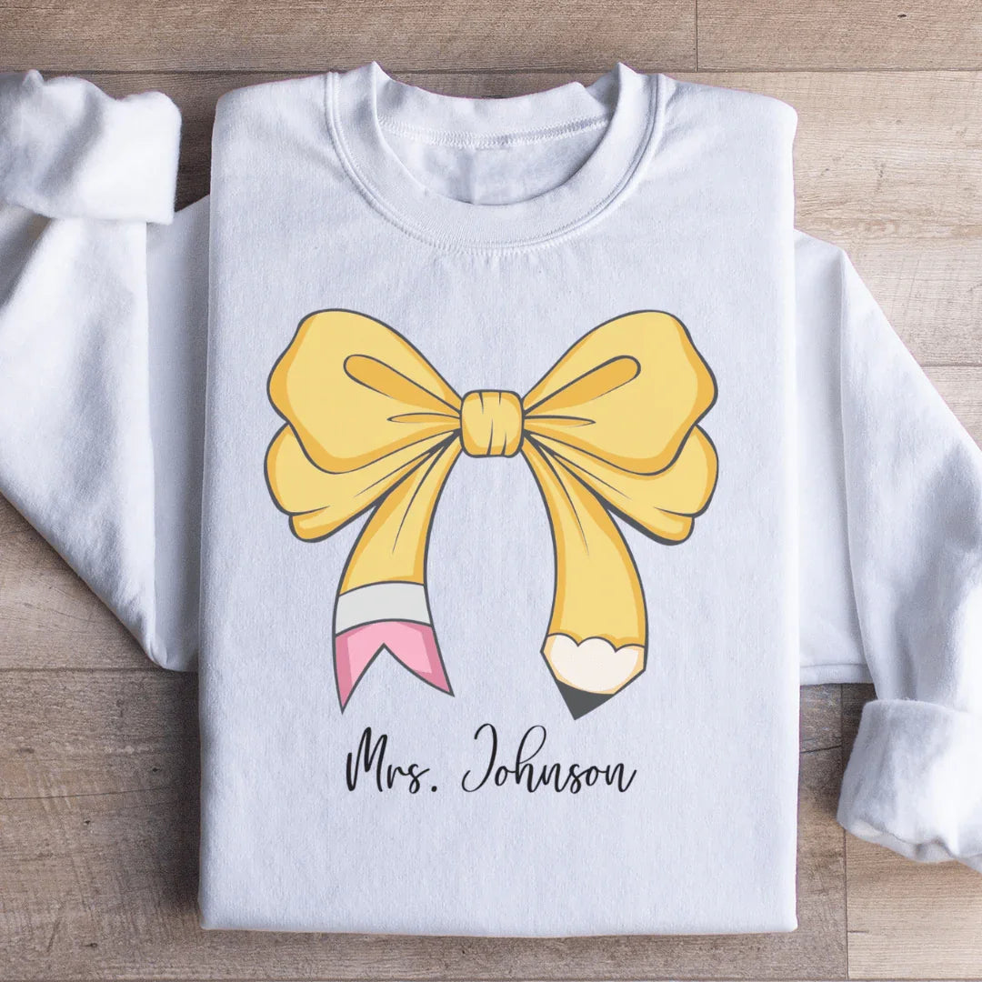 Teacher Personalized Bow Pencil Sweatshirt with Name