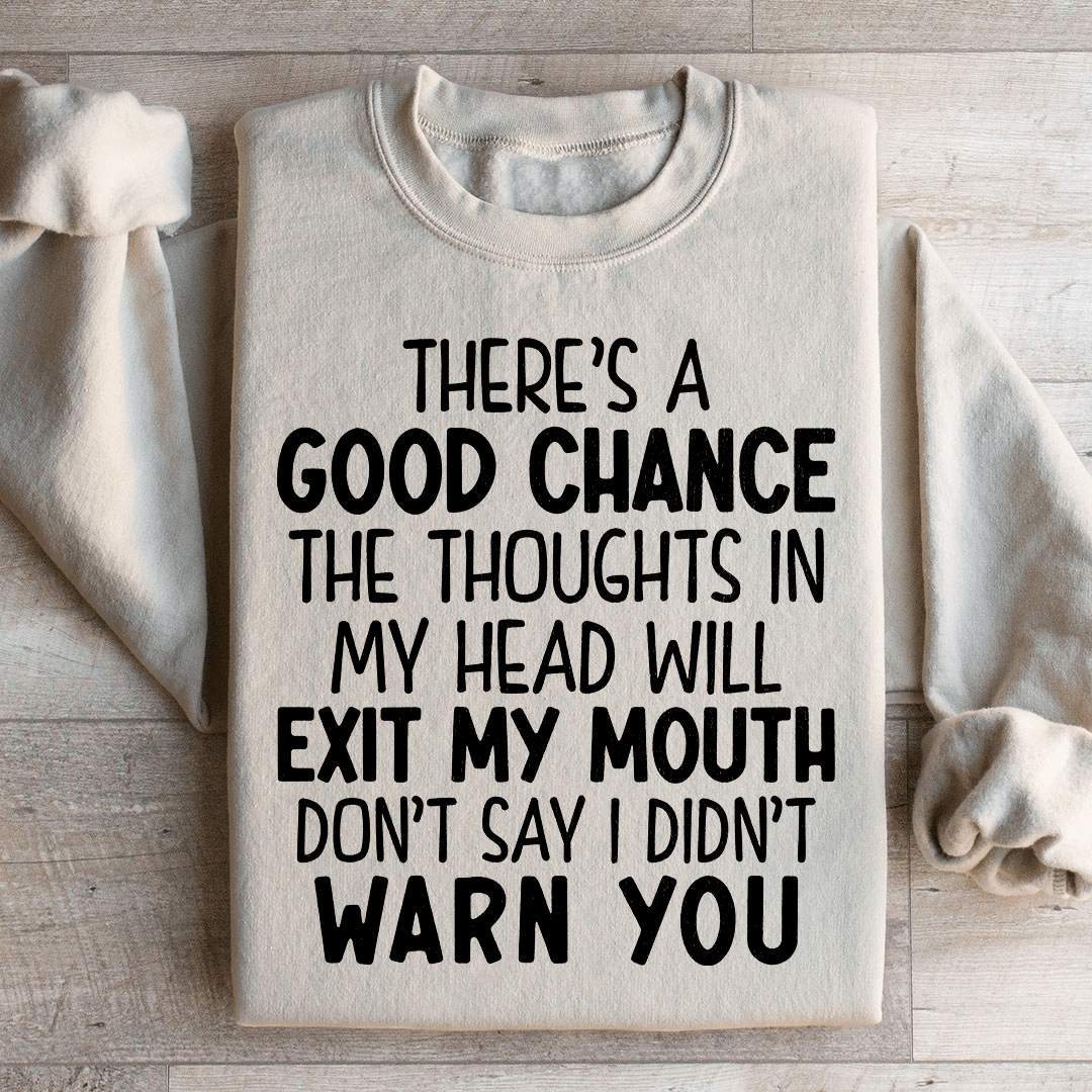 There's A Good Chance The Thoughts In My Head Will Exit My Mouth Sweatshirt