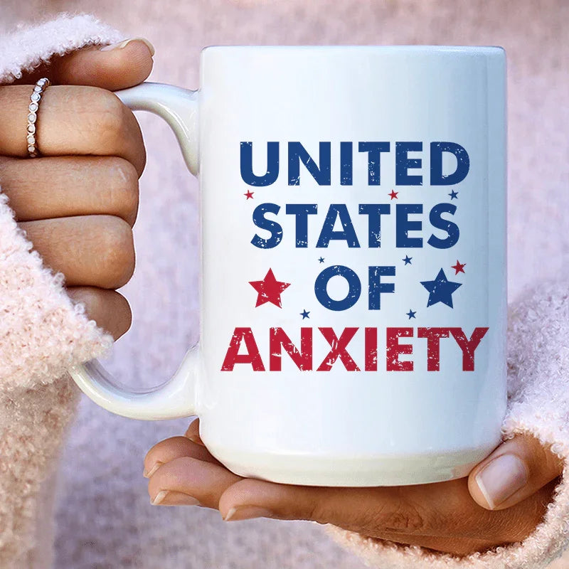 United States Of Anxiety Ceramic Mug 15 oz